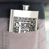 Letter E Mittelalterliche Monogramm Art Nouveau Flachmann (Beispiel)