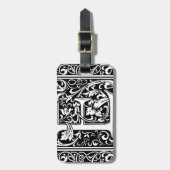 Letter E Mittelalterliche Monogramm Art Nouveau Gepäckanhänger (Vorderseite vertikal)