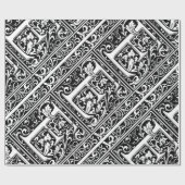 Letter E Mittelalterliche Monogramm Art Nouveau Geschenkpapier (Flach)