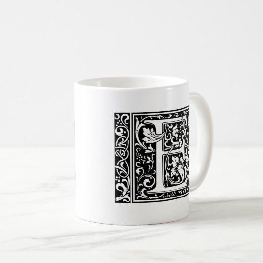 Letter E Mittelalterliche Monogramm Art Nouveau Kaffeetasse (VorderseiteRechts)