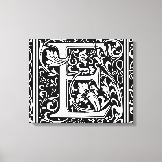 Letter E Mittelalterliche Monogramm Art Nouveau Leinwanddruck (Vorderseite)