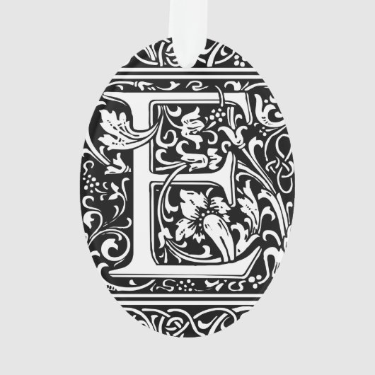 Letter E Mittelalterliche Monogramm Art Nouveau Ornament (Rückseite)