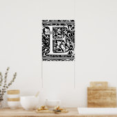 Letter E Mittelalterliche Monogramm Art Nouveau Poster (Küche)