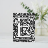 Letter E Mittelalterliche Monogramm Art Nouveau Postkarte (Stehend Vorderseite)