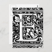 Letter E Mittelalterliche Monogramm Art Nouveau Postkarte (Vorne/Hinten)