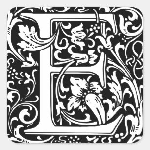 Letter E Mittelalterliche Monogramm Art Nouveau Quadratischer Aufkleber