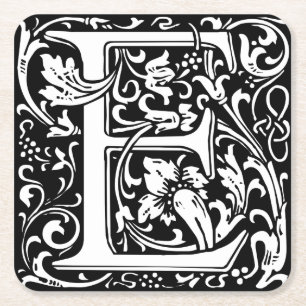 Letter E Mittelalterliche Monogramm Art Nouveau Rechteckiger Pappuntersetzer