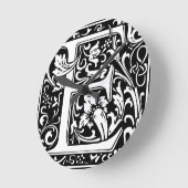 Letter E Mittelalterliche Monogramm Art Nouveau Runde Wanduhr (Winkel)