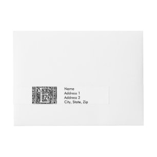 Letter E Mittelalterliche Monogramm Art Nouveau Rundum-Adressaufkleber