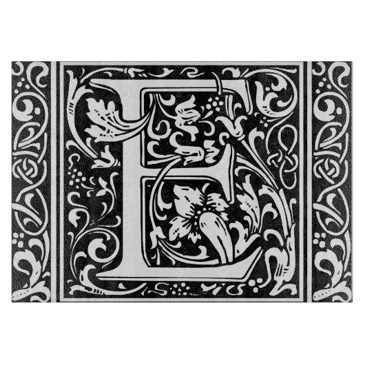 Letter E Mittelalterliche Monogramm Art Nouveau Schneidebrett (Vorderseite)