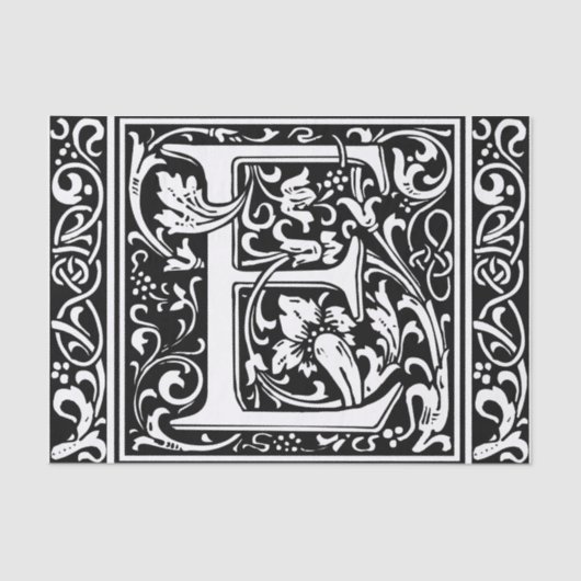 Letter E Mittelalterliche Monogramm Art Nouveau Seidenpapier (Vorderseite)