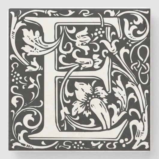 Letter E Mittelalterliche Monogramm Art Nouveau Steinuntersetzer (Vorderseite)