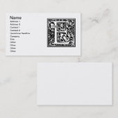 Letter E Mittelalterliche Monogramm Art Nouveau Visitenkarte (Vorne/Hinten)