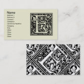 Letter E Mittelalterliche Monogramm Art Nouveau Visitenkarte (Vorne/Hinten)