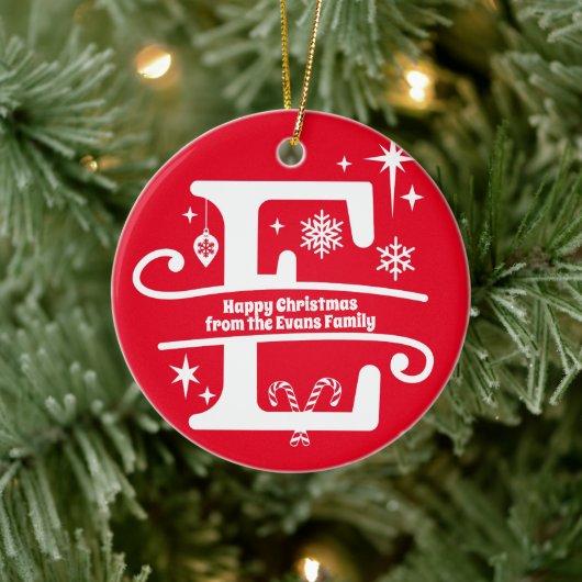 Letter E Monogram Anfangsname Familienname Gruß Keramik Ornament (Baum)