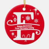 Letter E Monogram Anfangsname Familienname Gruß Keramik Ornament (Vorne)