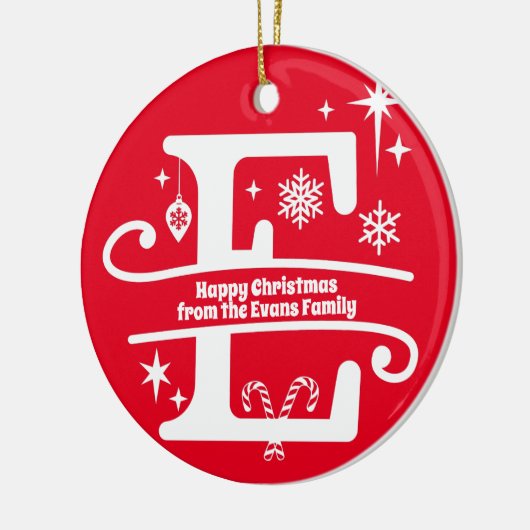 Letter E Monogram Anfangsname Familienname Gruß Keramik Ornament (Links)