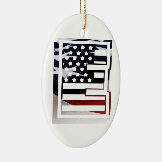 Letter E Monogram Initial USA Keramik Ornament (Rechts)