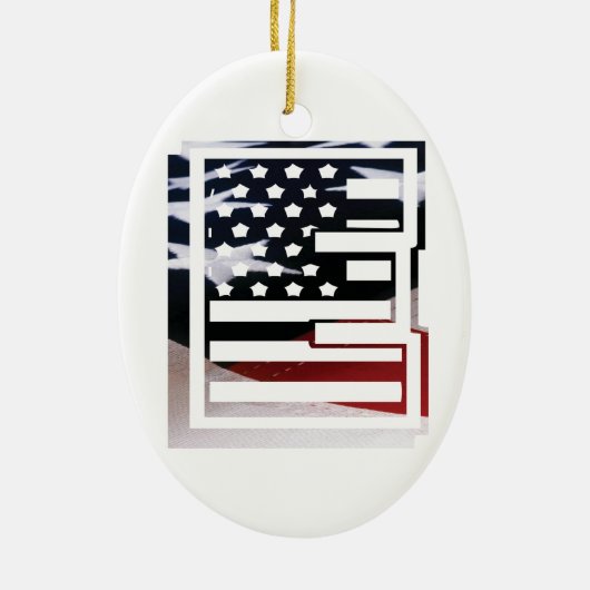 Letter E Monogram Initial USA Keramik Ornament (Hinten)