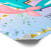 Letter E Monogram Watercolor Niedlich Mermaid Kind Poster (Ecke)