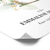 Letter E New Baby Monogram Birth Print Greenery Poster (Ecke)