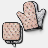 Letter E Oven Mitt & Pot Holder Set (Vorderseite/Rückseite)