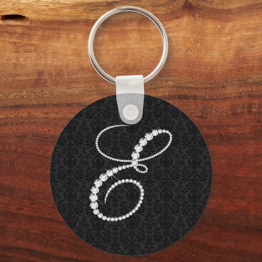 Letter E Sparkling Diamonds Monogram Schlüsselanhänger (Vorderseite)
