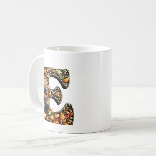 Letter E Thanksgiving style gift Kaffeetasse (Vorderseite Links)