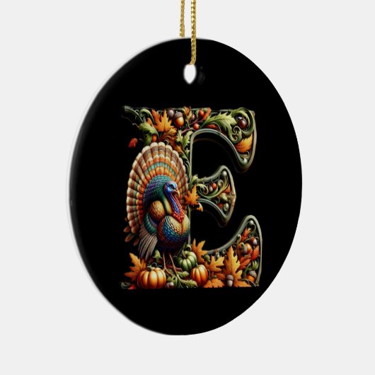 Letter E Thanksgiving style gift Keramik Ornament (Rechts)
