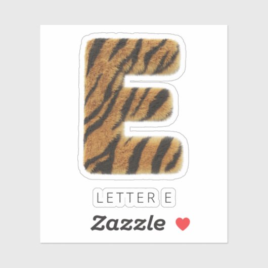 Letter E Tiger Fur Sticker (Blatt)