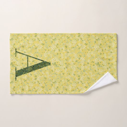 Letter Eine dunkelgrüne und gelbe Freiheit Badhandtuch Set (Handtuch)