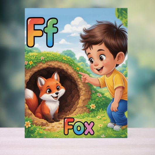 Letter F Alphabet Poster – F is for Fox (Neutral)