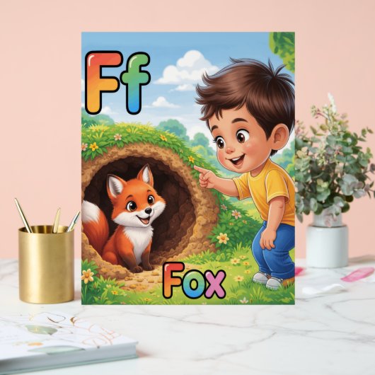 Letter F Alphabet Poster – F is for Fox (Hochzeit)
