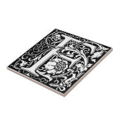 Letter F art nouveau black and white Tile Fliese (Seite)