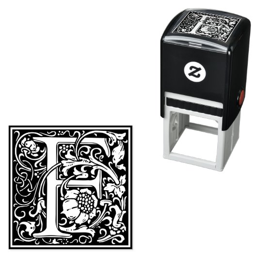 Letter F art nouveau black and white Tile Permastempel (Beispiel)