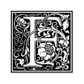 Letter F art nouveau black and white Tile Permastempel (Design)