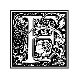 Letter F art nouveau black and white Tile Permastempel
