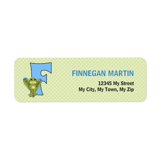 Letter F Blue and Green Frosch Return Address Labe (Vorne)