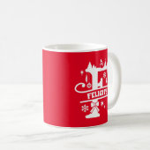 Letter F Christmas Monogram, Anfangsname Rot Kaffeetasse (VorderseiteRechts)