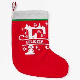 Letter F Christmas Monogram Initial Name Red White Kleiner Weihnachtsstrumpf