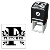 Letter F Classic Foliage Family Name Monogram Permastempel (Beispiel)