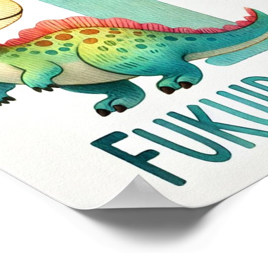 Letter F, Dinosaur Alphabet Watercolor Poster (Ecke)