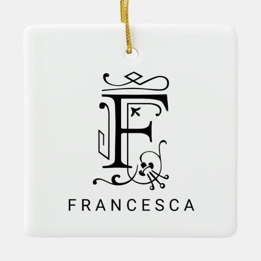 Letter F Elegant Monogram Christmas Ornament (Vorderseite)