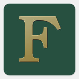 Letter F Gold Square Sticker