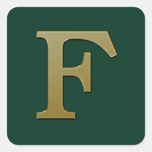 Letter F Gold Square Sticker (Vorderseite)