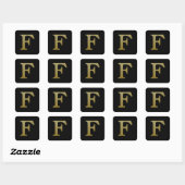 Letter F Gold Square Sticker (Blatt)