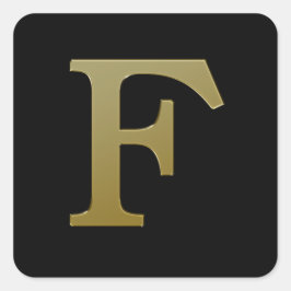 Letter F Gold Square Sticker