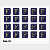 Letter F Gold Square Sticker (Blatt)