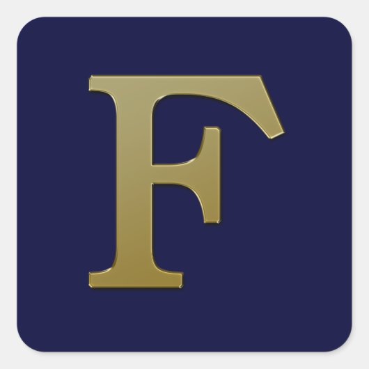 Letter F Gold Square Sticker (Vorderseite)