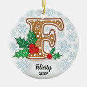 Letter F Individuelle Name Christmas Keramik Ornament (Vorne)
